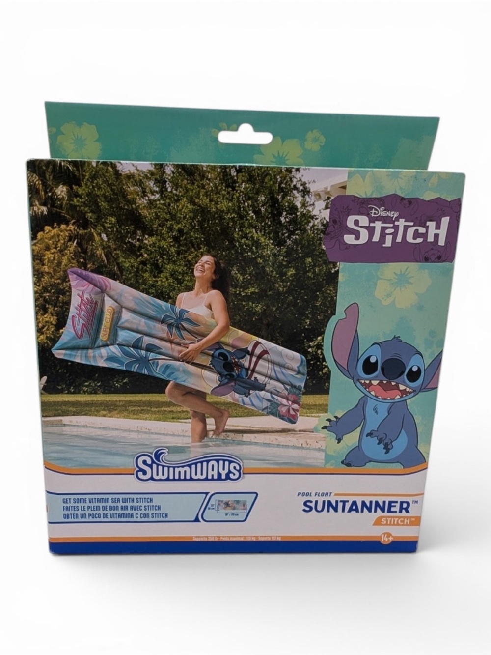 Disney Stitch SwimWays Suntanner Inflatable Pool Float NIP Lilo & Stitch